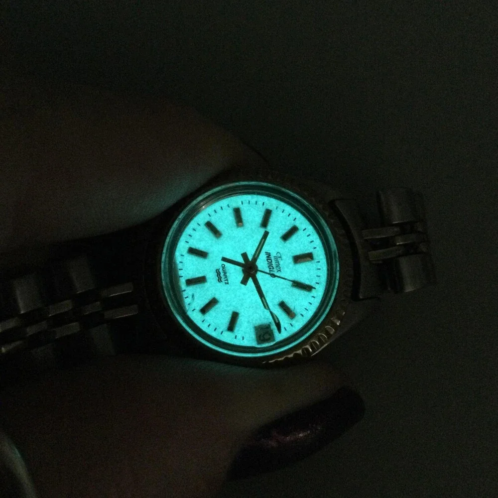 Timex Indiglo Womens Watch 24mm Champagne Dial Two Tone Date New Battery 6.5